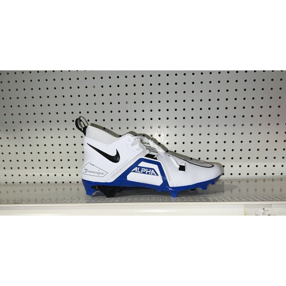 Nike Alpha Menace Pro 3 Mens Football Cleats Size 8 White Royal Blue Black